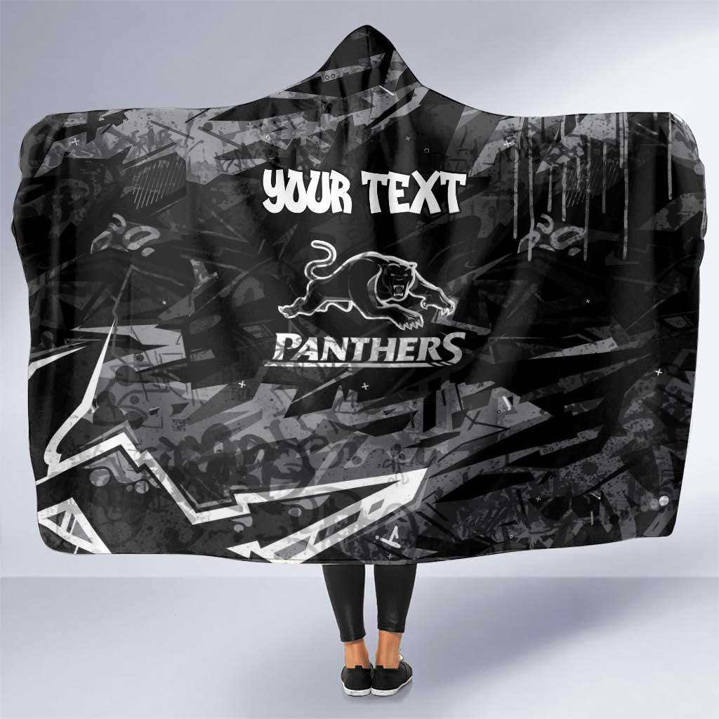 Personalized Penrith Panthers Hooded Blanket Graffiti Grunge Abstract Urban Street Style Design