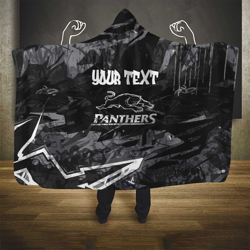 Personalized Penrith Panthers Hooded Blanket Graffiti Grunge Abstract Urban Street Style Design