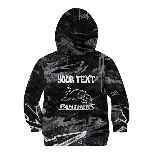 Personalized Penrith Panthers Kid Hoodie Graffiti Grunge Abstract Urban Street Style Design