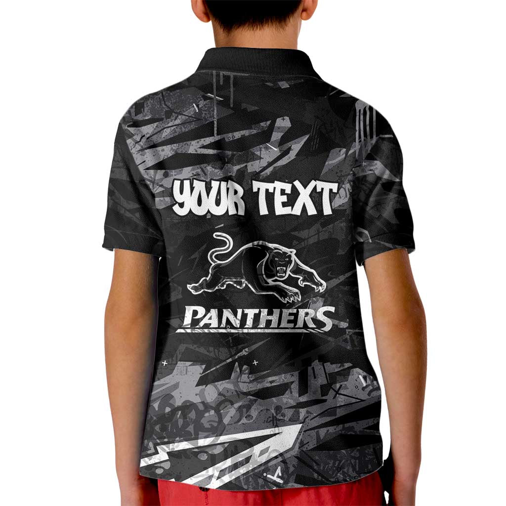 Personalized Penrith Panthers Kid Polo Shirt Graffiti Grunge Abstract Urban Street Style Design