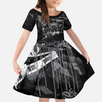 Personalized Penrith Panthers Kid Short Sleeve Dress Graffiti Grunge Abstract Urban Street Style Design