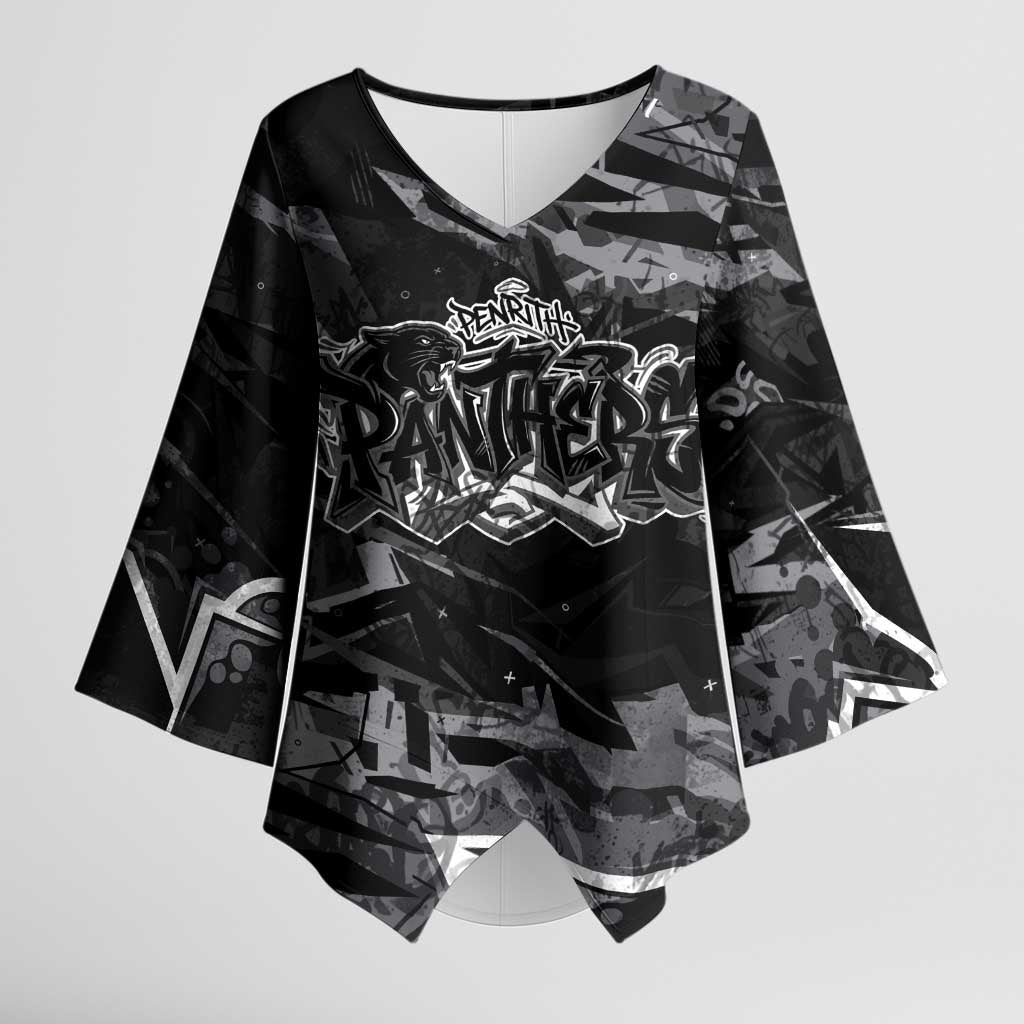 Personalized Penrith Panthers Kimono Sleeve Blouse Graffiti Grunge Abstract Urban Street Style Design