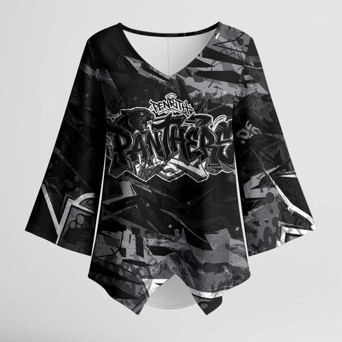 Personalized Penrith Panthers Kimono Sleeve Blouse Graffiti Grunge Abstract Urban Street Style Design