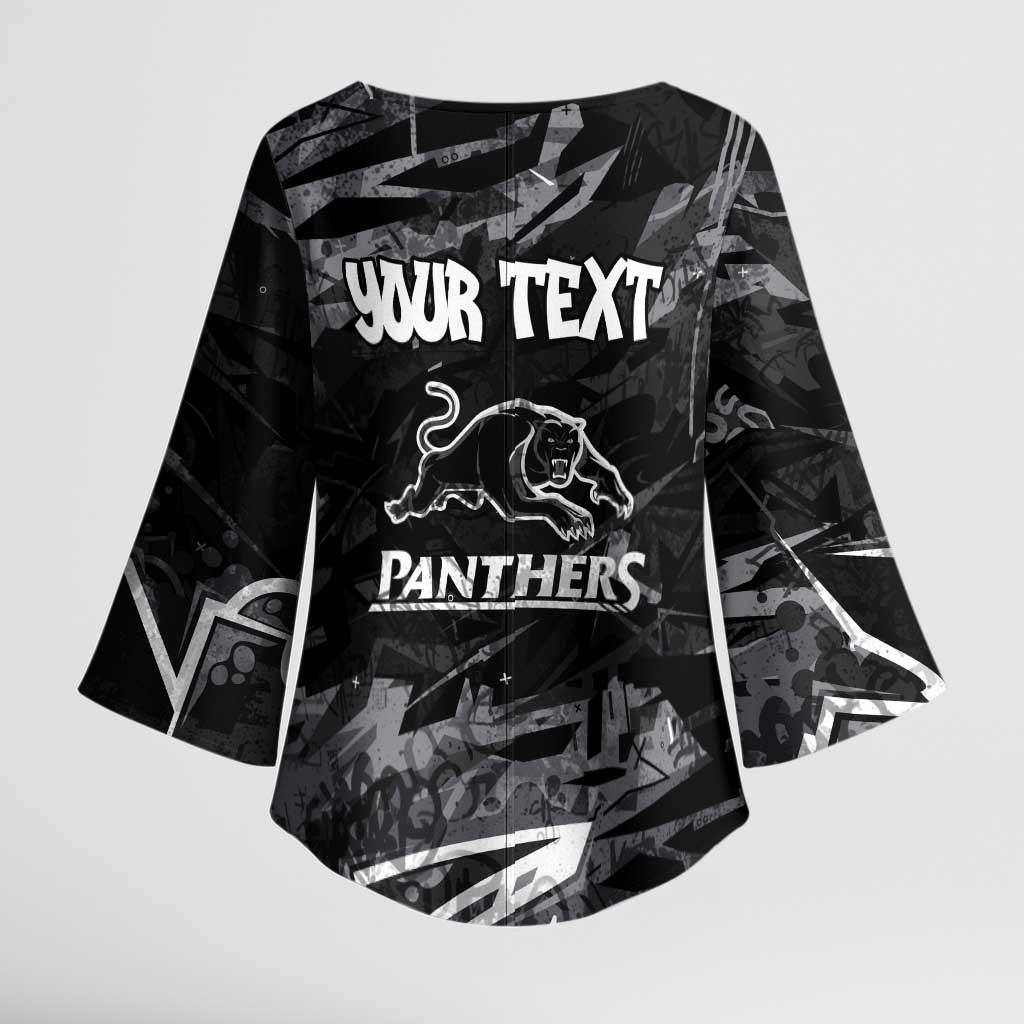 Personalized Penrith Panthers Kimono Sleeve Blouse Graffiti Grunge Abstract Urban Street Style Design