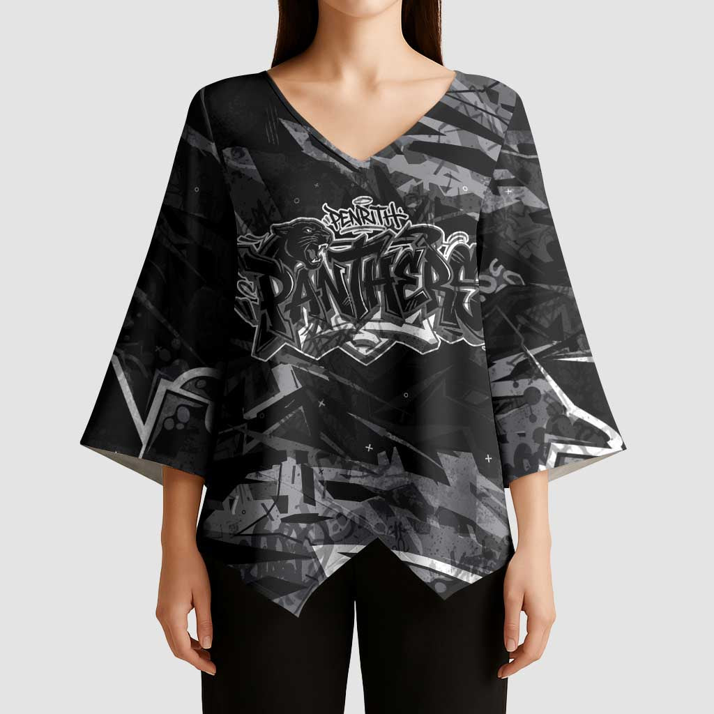 Personalized Penrith Panthers Kimono Sleeve Blouse Graffiti Grunge Abstract Urban Street Style Design