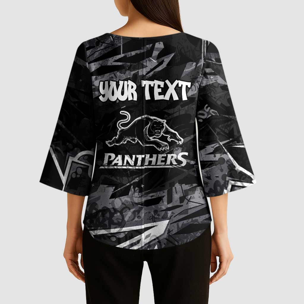 Personalized Penrith Panthers Kimono Sleeve Blouse Graffiti Grunge Abstract Urban Street Style Design