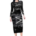 Personalized Penrith Panthers Long Sleeve Bodycon Dress Graffiti Grunge Abstract Urban Street Style Design