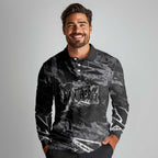 Personalized Penrith Panthers Long Sleeve Polo Shirt Graffiti Grunge Abstract Urban Street Style Design