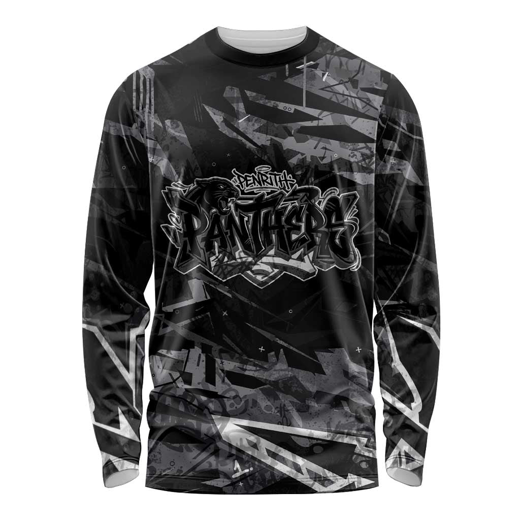 Personalized Penrith Panthers Long Sleeve Shirt Graffiti Grunge Abstract Urban Street Style Design