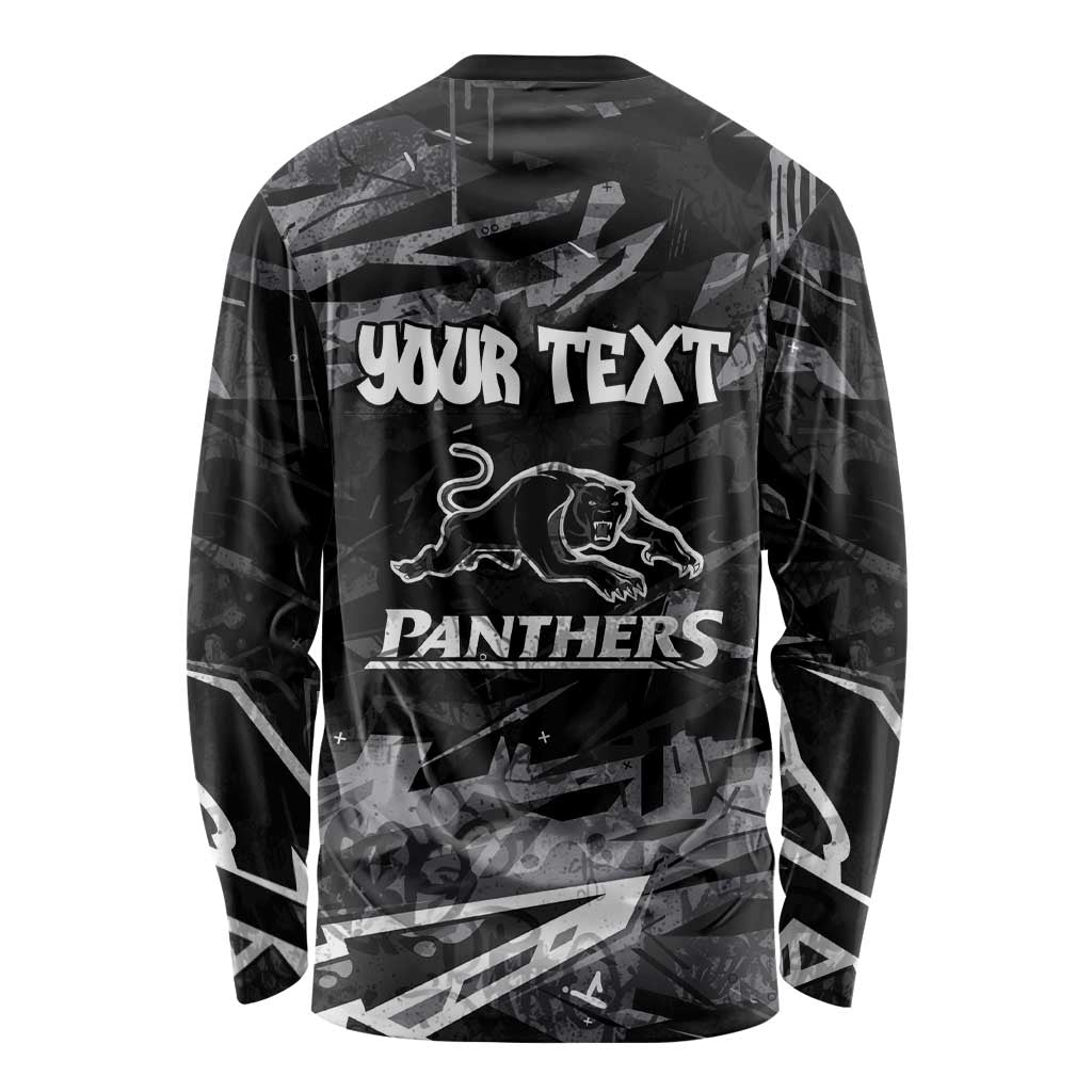 Personalized Penrith Panthers Long Sleeve Shirt Graffiti Grunge Abstract Urban Street Style Design