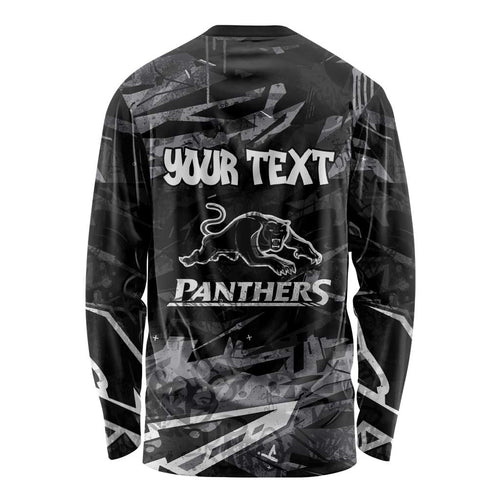 Personalized Penrith Panthers Long Sleeve Shirt Graffiti Grunge Abstract Urban Street Style Design