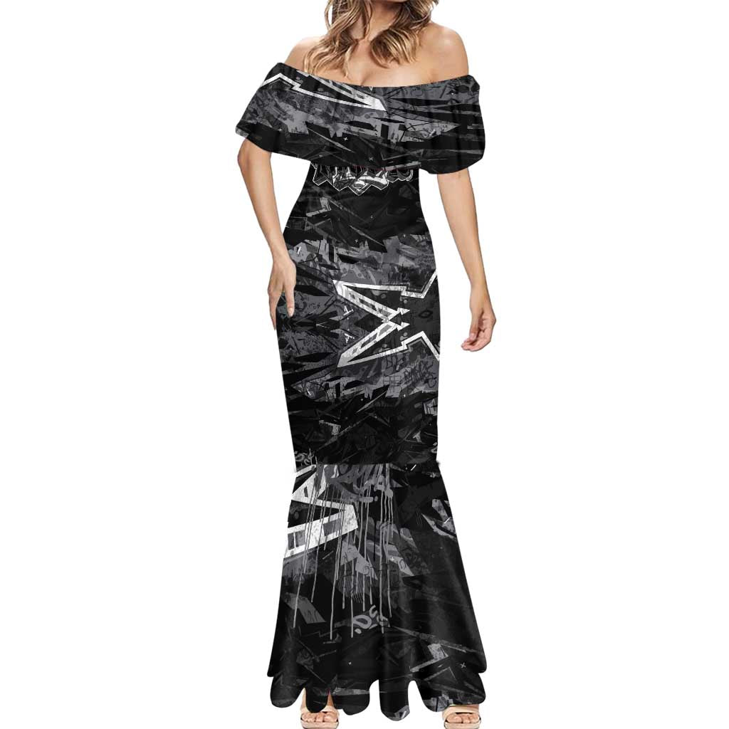 Personalized Penrith Panthers Mermaid Dress Graffiti Grunge Abstract Urban Street Style Design