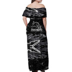 Personalized Penrith Panthers Off Shoulder Maxi Dress Graffiti Grunge Abstract Urban Street Style Design