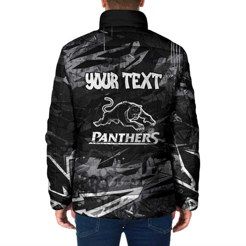 Personalized Penrith Panthers Padded Jacket Graffiti Grunge Abstract Urban Street Style Design