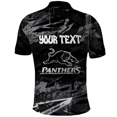 Personalized Penrith Panthers Polo Shirt Graffiti Grunge Abstract Urban Street Style Design