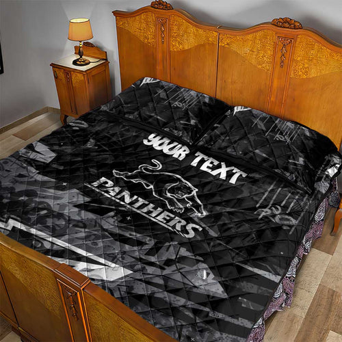 Personalized Penrith Panthers Quilt Bed Set Graffiti Grunge Abstract Urban Street Style Design