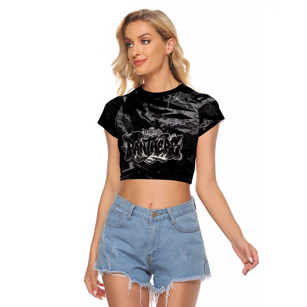 Personalized Penrith Panthers Raglan Cropped T Shirt Graffiti Grunge Abstract Urban Street Style Design