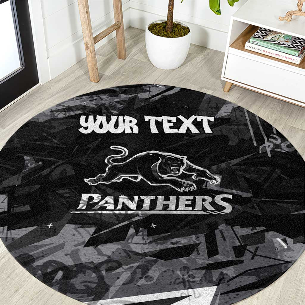 Personalized Penrith Panthers Round Carpet Graffiti Grunge Abstract Urban Street Style Design