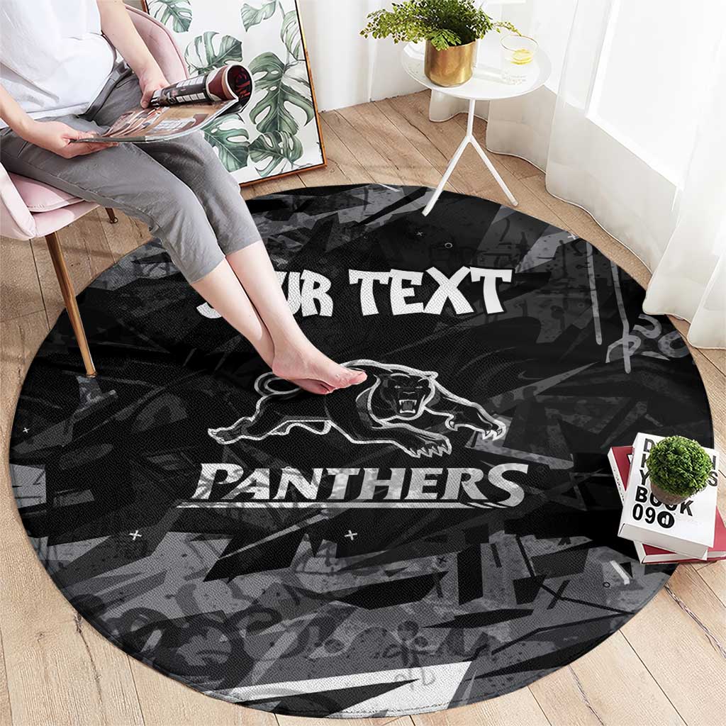 Personalized Penrith Panthers Round Carpet Graffiti Grunge Abstract Urban Street Style Design