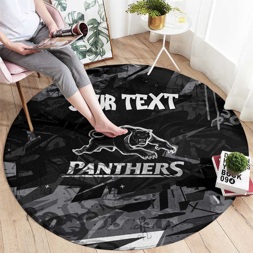 Personalized Penrith Panthers Round Carpet Graffiti Grunge Abstract Urban Street Style Design