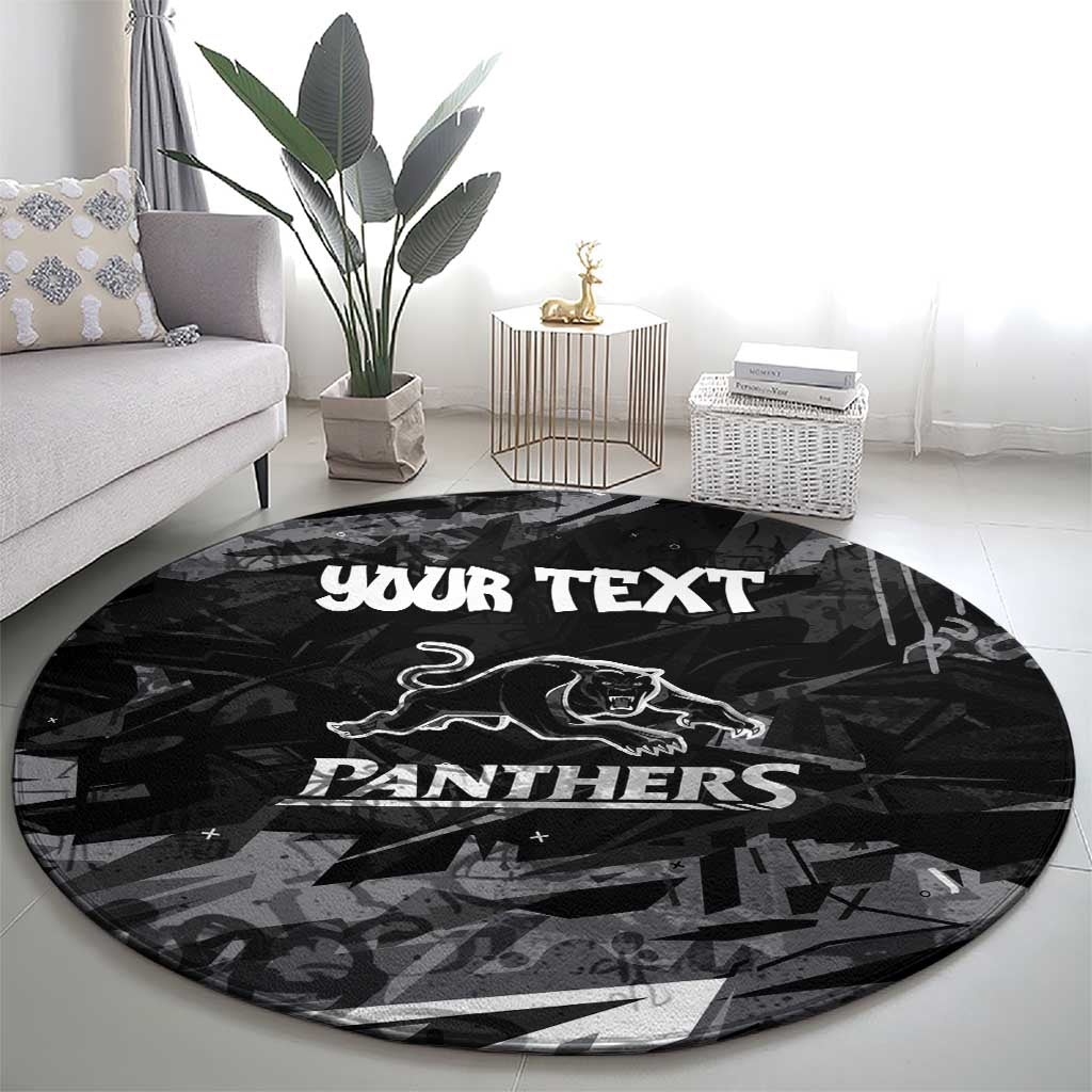 Personalized Penrith Panthers Round Carpet Graffiti Grunge Abstract Urban Street Style Design