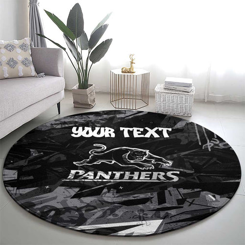 Personalized Penrith Panthers Round Carpet Graffiti Grunge Abstract Urban Street Style Design