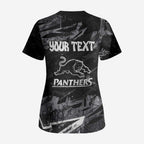 Personalized Penrith Panthers Scrub Top Graffiti Grunge Abstract Urban Street Style Design