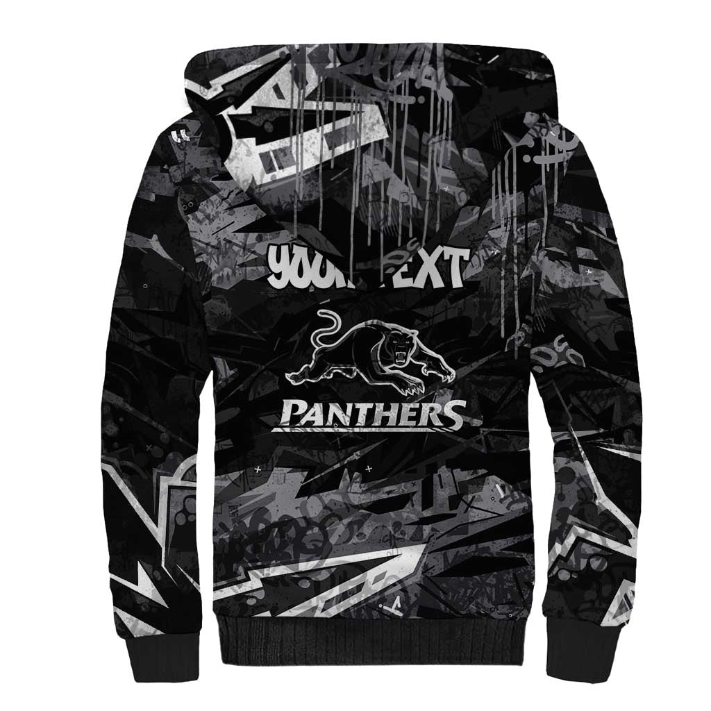 Personalized Penrith Panthers Sherpa Hoodie Graffiti Grunge Abstract Urban Street Style Design