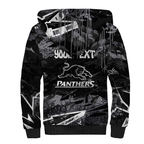 Personalized Penrith Panthers Sherpa Hoodie Graffiti Grunge Abstract Urban Street Style Design