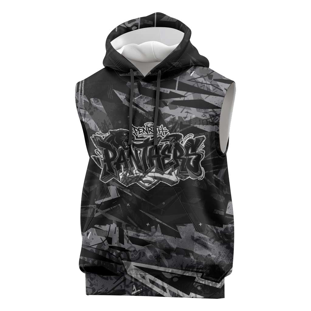 Personalized Penrith Panthers Sleeveless Hoodie Graffiti Grunge Abstract Urban Street Style Design