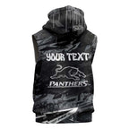 Personalized Penrith Panthers Sleeveless Hoodie Graffiti Grunge Abstract Urban Street Style Design