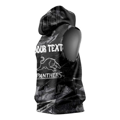 Personalized Penrith Panthers Sleeveless Hoodie Graffiti Grunge Abstract Urban Street Style Design