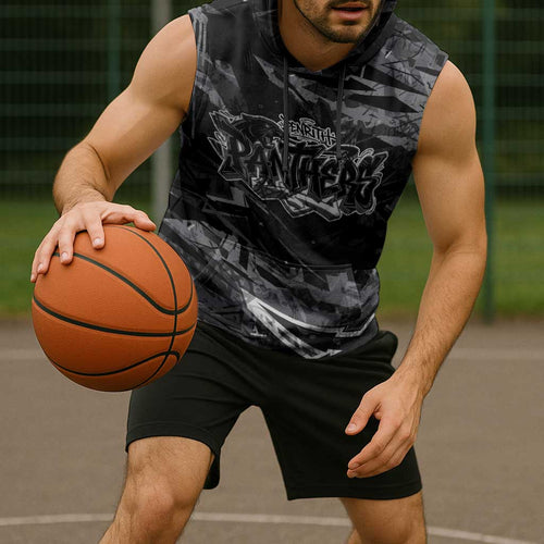 Personalized Penrith Panthers Sleeveless Hoodie Graffiti Grunge Abstract Urban Street Style Design