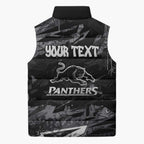 Personalized Penrith Panthers Sleeveless Puffer Jacket Graffiti Grunge Abstract Urban Street Style Design