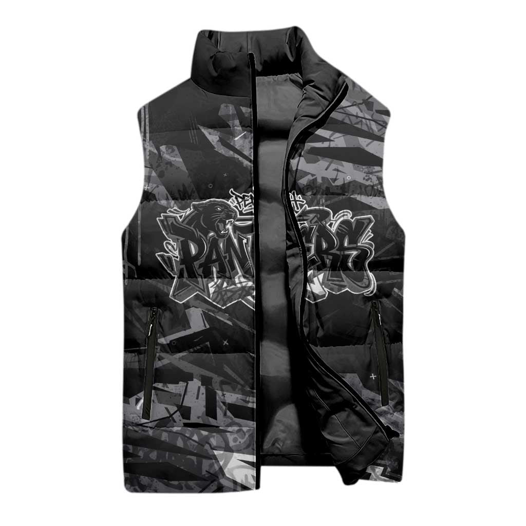 Personalized Penrith Panthers Sleeveless Puffer Jacket Graffiti Grunge Abstract Urban Street Style Design