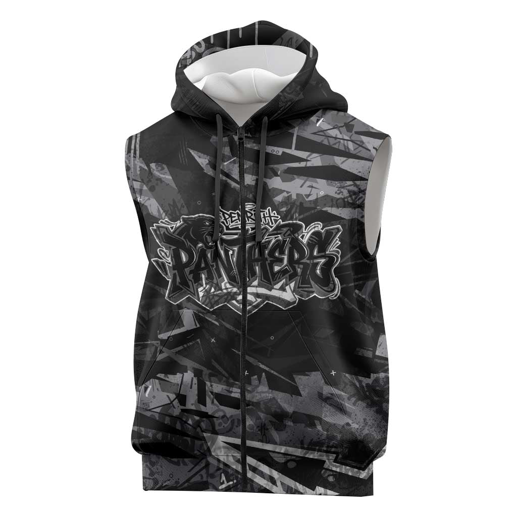 Personalized Penrith Panthers Sleeveless Zip Hoodie Graffiti Grunge Abstract Urban Street Style Design