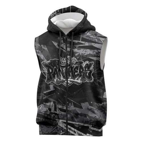 Personalized Penrith Panthers Sleeveless Zip Hoodie Graffiti Grunge Abstract Urban Street Style Design