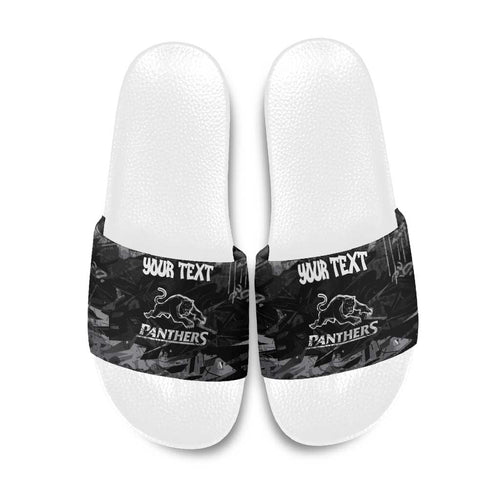 Personalized Penrith Panthers Slide Sandals Graffiti Grunge Abstract Urban Street Style Design