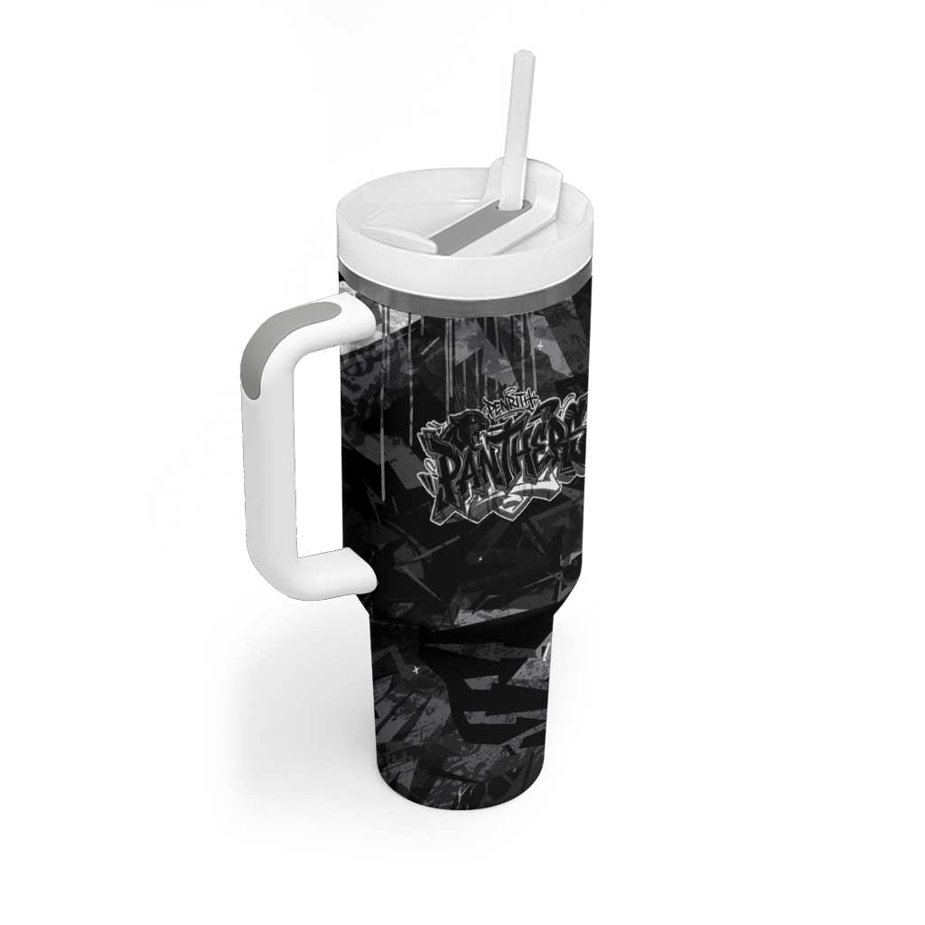 Personalized Penrith Panthers Tumbler With Handle Graffiti Grunge Abstract Urban Street Style Design
