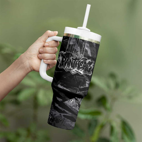 Personalized Penrith Panthers Tumbler With Handle Graffiti Grunge Abstract Urban Street Style Design