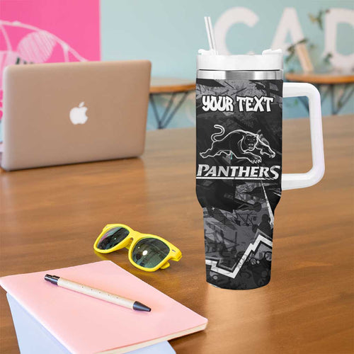 Personalized Penrith Panthers Tumbler With Handle Graffiti Grunge Abstract Urban Street Style Design