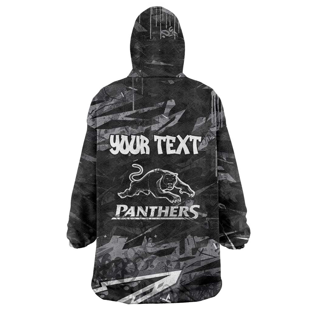 Personalized Penrith Panthers Wearable Blanket Hoodie Graffiti Grunge Abstract Urban Street Style Design