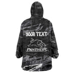 Personalized Penrith Panthers Wearable Blanket Hoodie Graffiti Grunge Abstract Urban Street Style Design