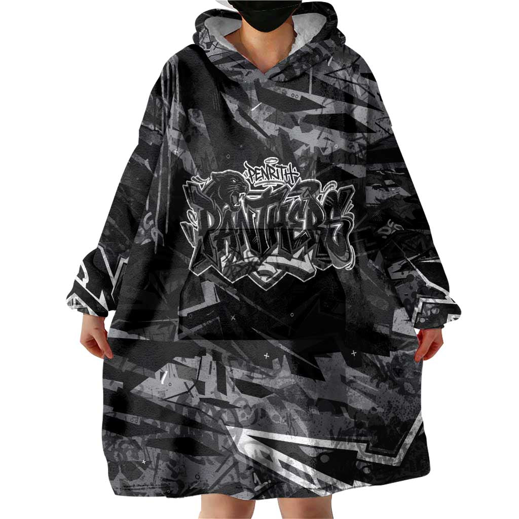 Personalized Penrith Panthers Wearable Blanket Hoodie Graffiti Grunge Abstract Urban Street Style Design