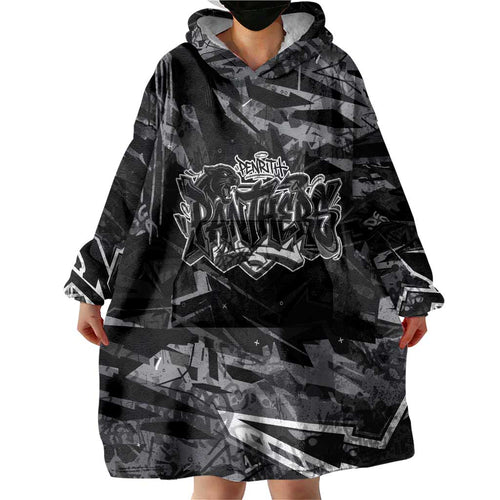 Personalized Penrith Panthers Wearable Blanket Hoodie Graffiti Grunge Abstract Urban Street Style Design