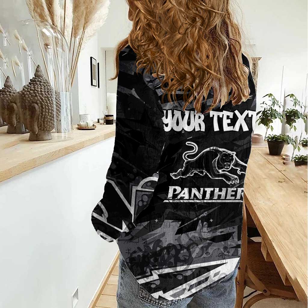 Personalized Penrith Panthers Women Casual Shirt Graffiti Grunge Abstract Urban Street Style Design