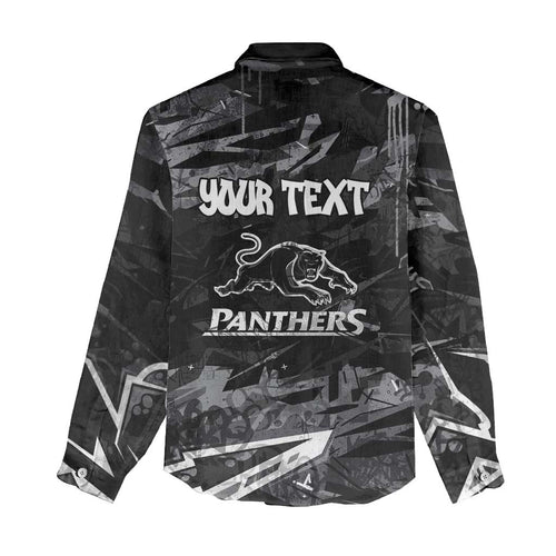 Personalized Penrith Panthers Women Casual Shirt Graffiti Grunge Abstract Urban Street Style Design