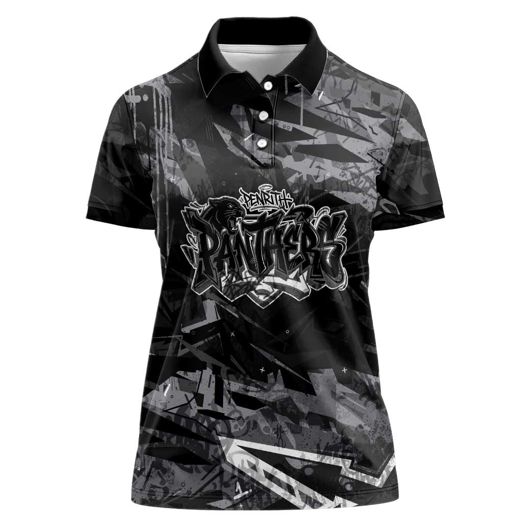 Personalized Penrith Panthers Women Polo Shirt Graffiti Grunge Abstract Urban Street Style Design