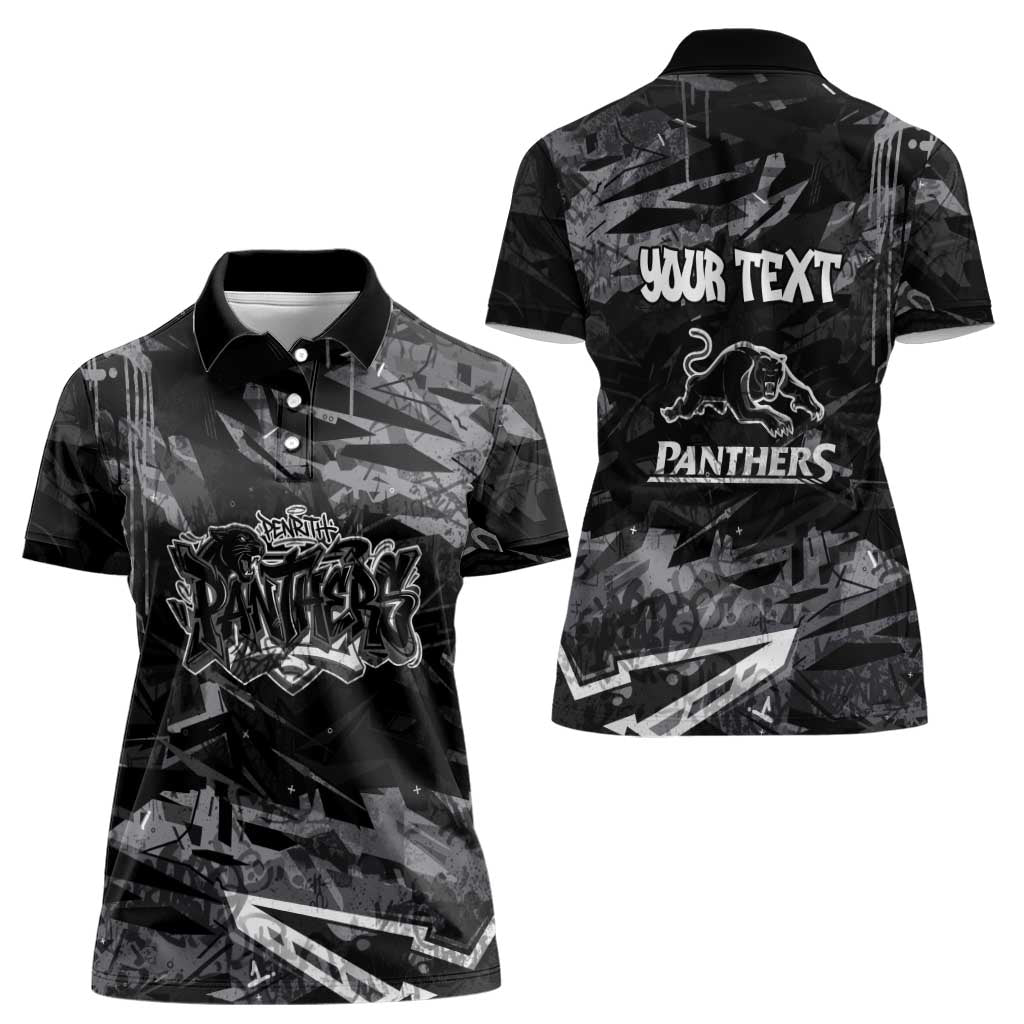 Personalized Penrith Panthers Women Polo Shirt Graffiti Grunge Abstract Urban Street Style Design
