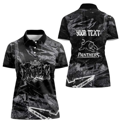 Personalized Penrith Panthers Women Polo Shirt Graffiti Grunge Abstract Urban Street Style Design